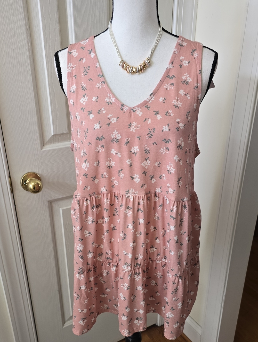 A:GLOW WOMEN'S PLUS PINK FLORAL SLEEVELESS MATERNITY TOP SIZE XXL